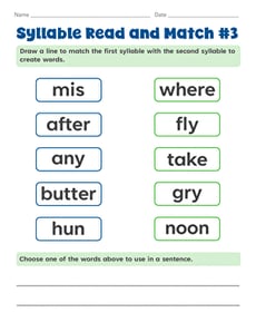 Syllable Read and Match #3