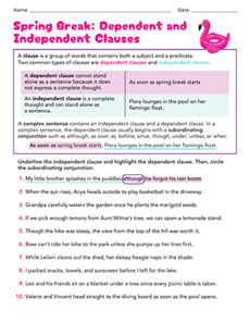 Spring Break: Dependent and Independent Clauses