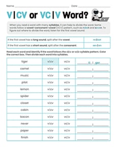 V|CV or VC|V Word?
