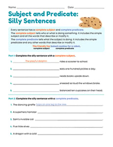Subject and Predicate: Silly Sentences