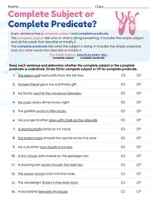 Complete Subject or Complete Predicate?