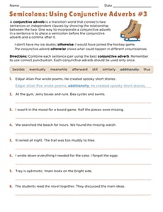 Semicolons: Using Conjunctive Adverbs #3