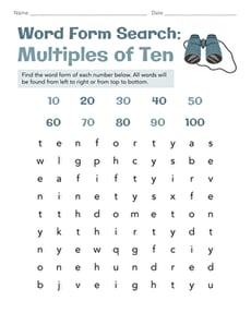 Word Form Search: Multiples of Ten
