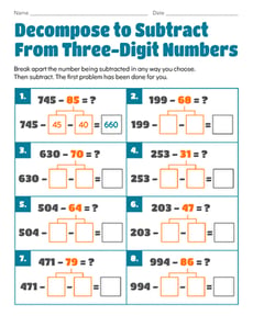 Decompose to Subtract From Three-Digit Numbers