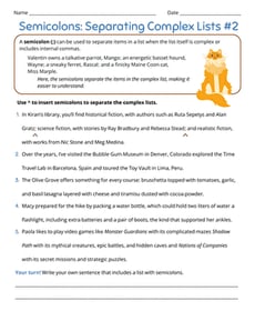 Semicolons: Separating Complex Lists #2