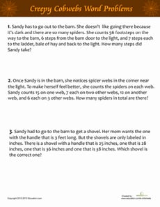 Creepy Cobwebs Word Problems