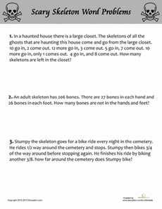 Scary Skeleton Word Problems