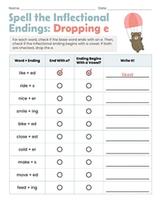 Spell the Inflectional Endings: Dropping e