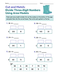 Cut and Match: Divide Three-Digit Numbers Using Area Models