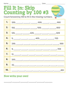 Fill It In: Skip Counting by 100 #3