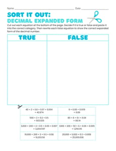 Sort It Out: Decimal Expanded Form