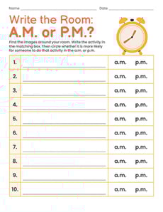 Write the Room: A.M. or P.M.?