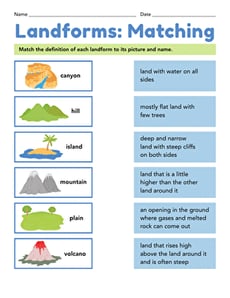 Landforms: Matching