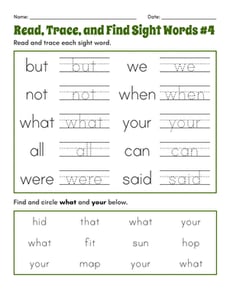 Read, Trace, and Find Sight Words #4