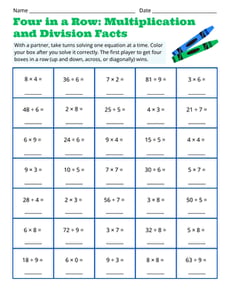 Four in a Row: Multiplication and Division Facts