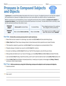 Pronouns in Compound Subjects and Objects