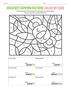 Greatest Common Factors: Color by Code
