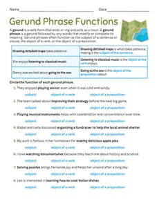 Gerund Phrase Functions