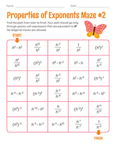 Properties of Exponents Maze #2
