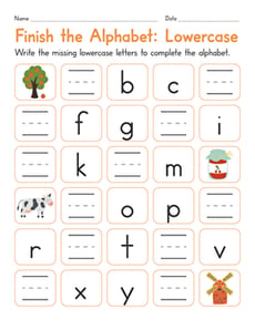 Finish the Alphabet: Lowercase