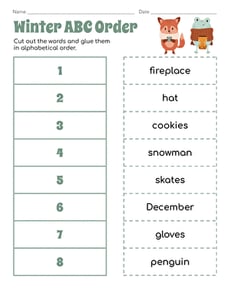 Winter ABC Order Cut and Paste