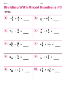 Dividing With Mixed Numbers #3