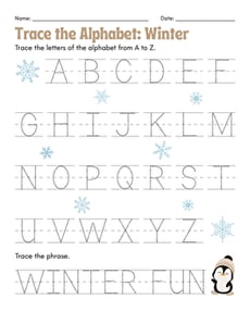 Trace the Alphabet: Winter