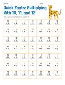 Quick Facts: Multiplying With 10, 11, and 12
