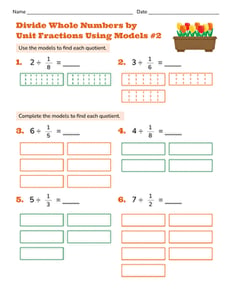 Divide Whole Numbers by Unit Fractions Using Models #2