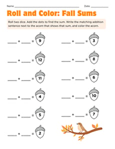 Roll and Color: Fall Sums