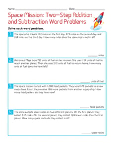 Space Mission: Two-Step Addition and Subtraction Word Problems