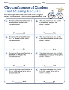 Circumference of Circles: Find Missing Radii #2