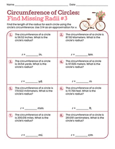 Circumference of Circles: Find Missing Radii #3
