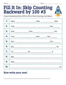 Fill It In: Skip Counting Backward by 100 #3