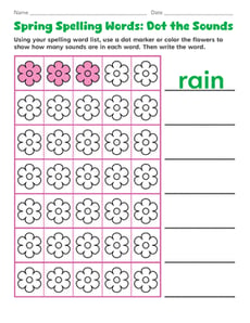 Spring Spelling Words: Dot the Sounds