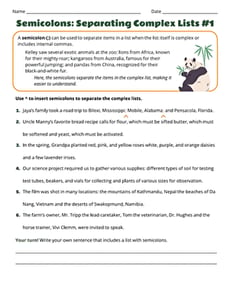 Semicolons: Separating Complex Lists #1