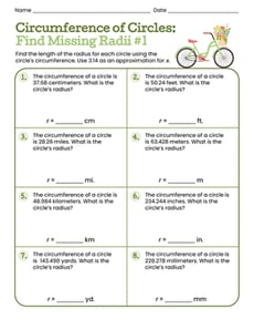 Circumference of Circles: Find Missing Radii #1