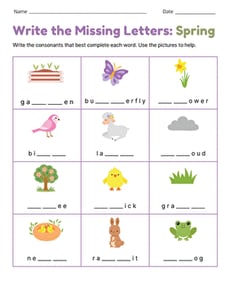 Write the Missing Letters: Spring