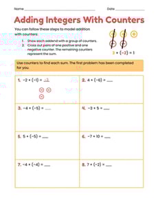 Adding Integers With Counters