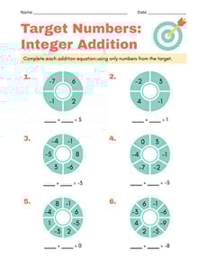 Target Numbers: Integer Addition