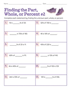 Finding the Part, Whole, or Percent #2