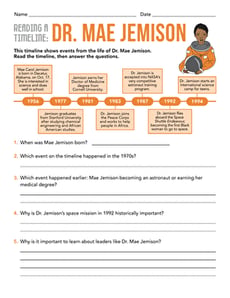 Reading a Timeline: Dr. Mae Jemison