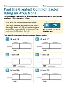Find the Greatest Common Factor Using an Area Model
