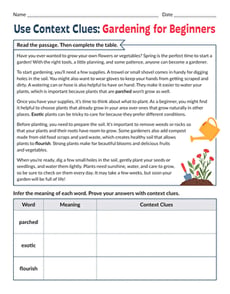 Use Context Clues: Gardening for Beginners