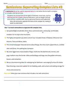 Semicolons: Separating Complex Lists #3