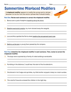 Summertime Misplaced Modifiers