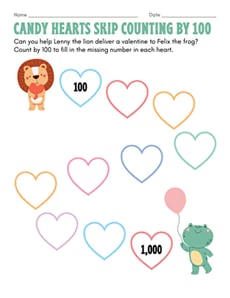 Candy Hearts Skip Counting by 100