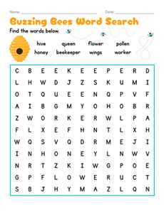Buzzing Bees Word Search