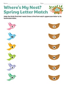 Where's My Nest? Spring Letter Match