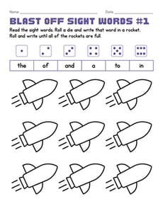 Blast Off Sight Words #1